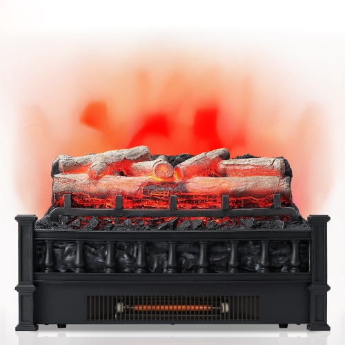 Topbuy 20" Electric Fireplace Log Set Heater with Adjustable Temp Overheating Protection Realistic Birch Wood Ember Bed