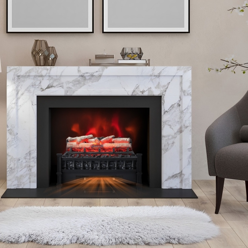 Topbuy 20" Electric Fireplace Log Set Heater with Adjustable Temp Overheating Protection Realistic Birch Wood Ember Bed