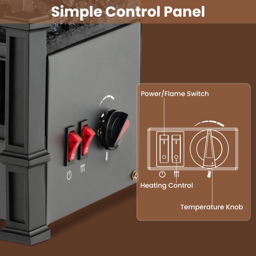 Topbuy 20" Electric Fireplace Log Set Heater with Adjustable Temp Overheating Protection Realistic Birch Wood Ember Bed