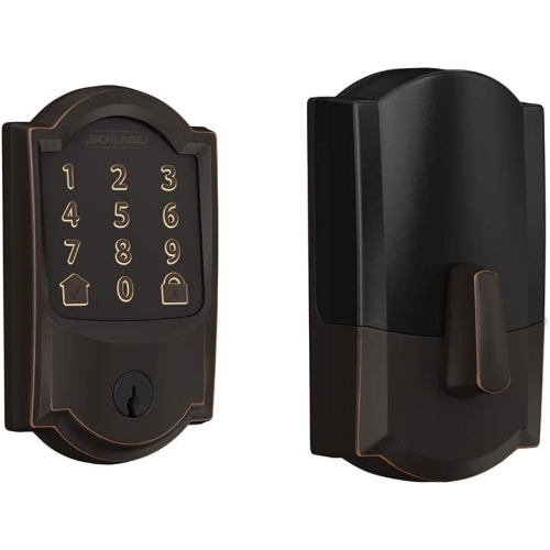 Pêne dormant Wi-Fi intelligent Encode Schlage avec bordure Camelot bronze vieilli