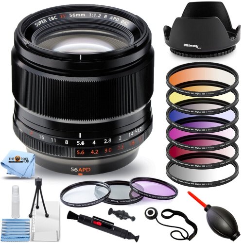 FUJIFILM  Xf 56MM F/1.2 R Apd Lens 16443058 + Filter Kit + Hood Lens Bundle
