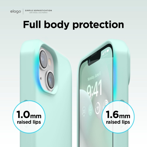 Elago compatible avec l’étui iPhone 14, l’étui en silicone liquide, l’étui protecteur intégral, antichoc, l’étui mince pour téléphone, doublure douce