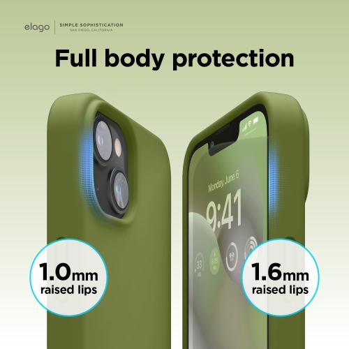 Elago compatible avec l’étui iPhone 14, l’étui en silicone liquide, l’étui protecteur intégral, antichoc, l’étui mince pour téléphone, doublure douce