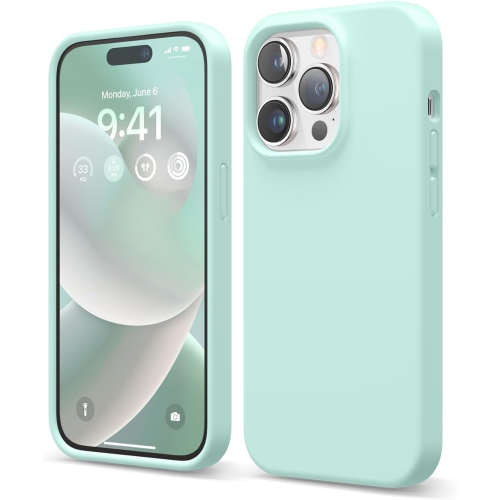 Elago compatible avec l’étui iPhone 14 Pro, l’étui en silicone liquide, l’étui protecteur intégral, antichoc, l’étui mince pour téléphone, doublure