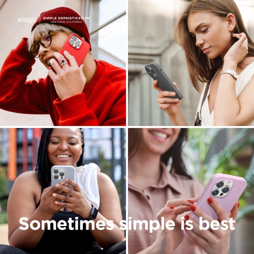 Elago compatible avec l’étui iPhone 14 Pro, l’étui en silicone liquide, l’étui protecteur intégral, antichoc, l’étui mince pour téléphone, doublure