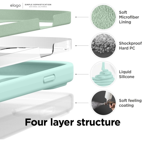 Elago compatible avec l’étui iPhone 14 Pro, l’étui en silicone liquide, l’étui protecteur intégral, antichoc, l’étui mince pour téléphone, doublure