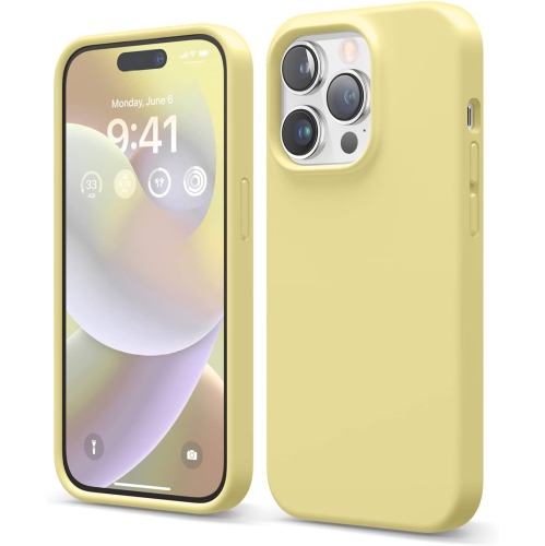 Elago compatible avec l’étui iPhone 14 Pro, l’étui en silicone liquide, l’étui protecteur intégral, antichoc, l’étui mince pour téléphone, doublure