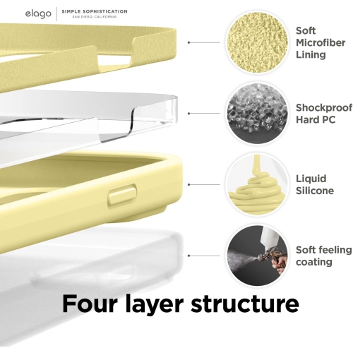 Elago compatible avec l’étui iPhone 14 Pro, l’étui en silicone liquide, l’étui protecteur intégral, antichoc, l’étui mince pour téléphone, doublure