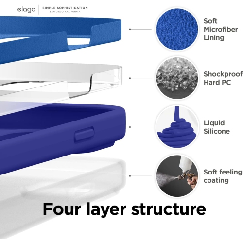 elago Compatible with iPhone 14 Pro Max Case, Liquid Silicone, Full Body Protective Cover, Shockproof, Slim Phone Case, Anti-Scratch Soft Microfiber