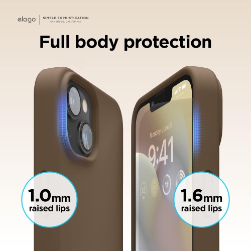 Elago compatible avec l’étui iPhone 14, l’étui en silicone liquide, l’étui protecteur intégral, antichoc, l’étui mince pour téléphone, doublure douce
