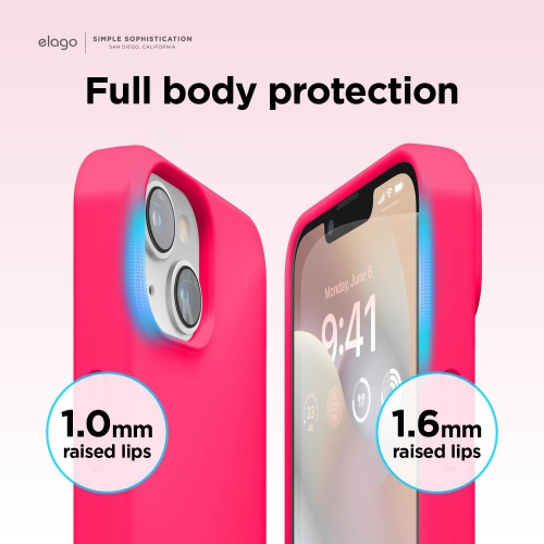 Elago compatible avec l’étui iPhone 14, l’étui en silicone liquide, l’étui protecteur intégral, antichoc, l’étui mince pour téléphone, doublure douce