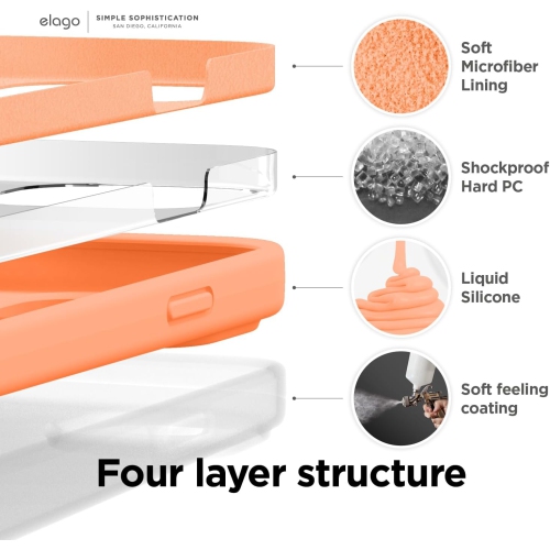 Elago compatible avec l’étui iPhone 14, l’étui en silicone liquide, l’étui protecteur intégral, antichoc, l’étui mince pour téléphone, doublure douce