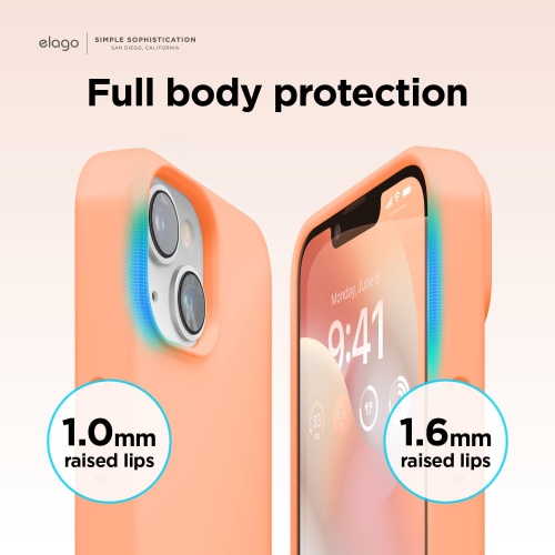 Elago compatible avec l’étui iPhone 14, l’étui en silicone liquide, l’étui protecteur intégral, antichoc, l’étui mince pour téléphone, doublure douce