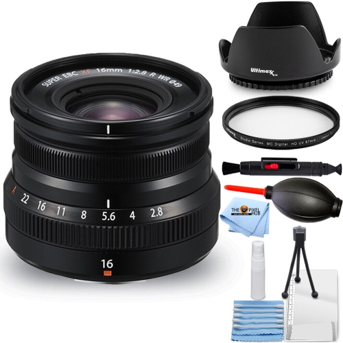 FUJIFILM  Xf 16MM F/2.8 R Wr Lens (Black) 16611655 - 7PC Accessory Bundle