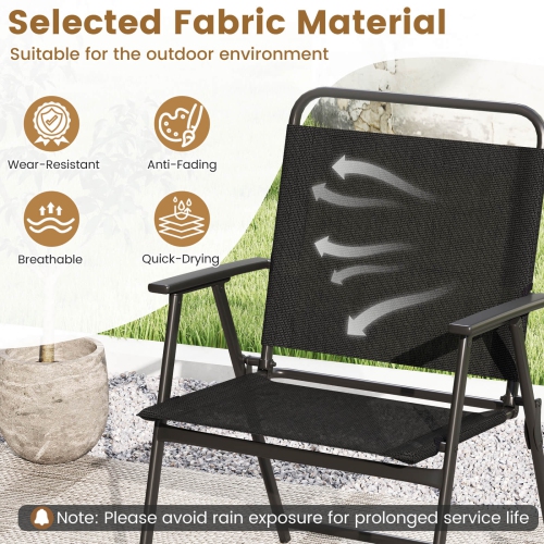 Costway 3pcs Patio Folding Conversation Chairs&Table Heavy-Duty Metal Outdoor Portable