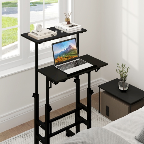 Costway Mobile Standing Desk Rolling Adjustable Laptop Cart Home Office