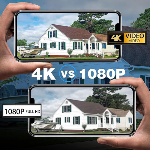 Système de surveillance à fil avec enregistreur numérique 2 To 8 canaux avec 4 caméras compactes 4K de Swann - Noir