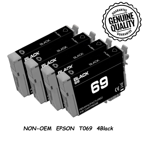 4 Black Compatible Ink Cartridge Replacement for Epson 69 T069 for Stylus CX5000 CX6000 CX7000F CX7400 CX7450 CX8400 CX9400F Printer