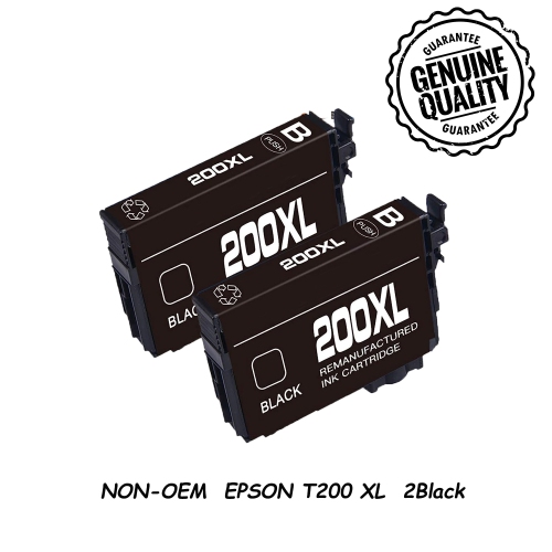 2 Black Compatible Ink Cartridge Replacement for Epson T200 200 to use with Expression Home XP-200 XP-300 XP-310 XP-400 XP-410 WorkForce WF-2520