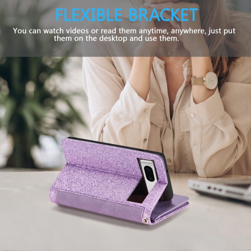 Étui portefeuille pour Pixel Fold de Google, 9 fentes pour cartes mat; Étui à fermeture à glissière; béquille en cuir de polyuréthane avec dragonne;