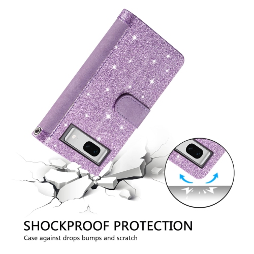 Étui portefeuille pour Pixel Fold de Google, 9 fentes pour cartes mat; Étui à fermeture à glissière; béquille en cuir de polyuréthane avec dragonne;