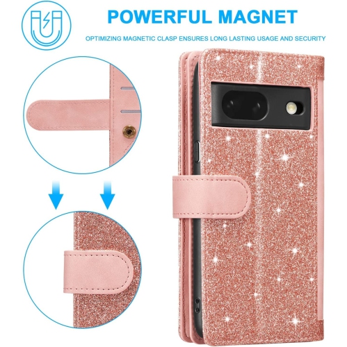 Étui portefeuille pour Pixel Fold de Google, 9 fentes pour cartes mat; Étui à fermeture à glissière; béquille en cuir de polyuréthane avec dragonne;