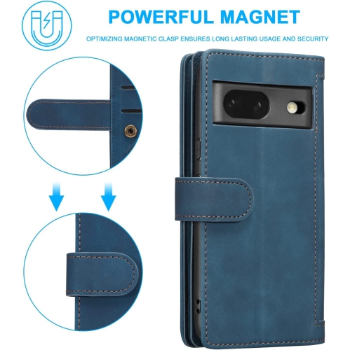 Étui portefeuille pour Pixel Fold de Google, 9 fentes pour cartes mat; Étui à fermeture à glissière; béquille en cuir de polyuréthane avec dragonne;