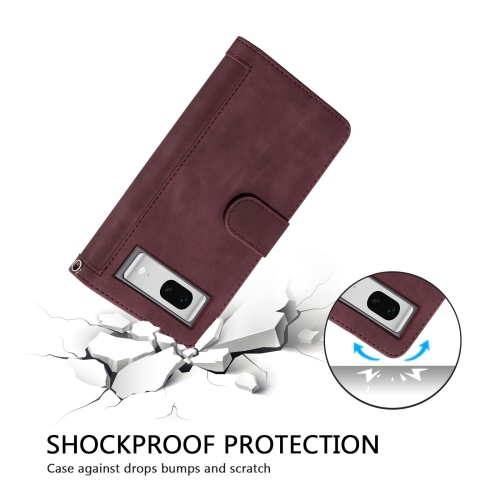 Étui portefeuille pour Pixel Fold de Google, 9 fentes pour cartes mat; Étui à fermeture à glissière; béquille en cuir de polyuréthane avec dragonne;