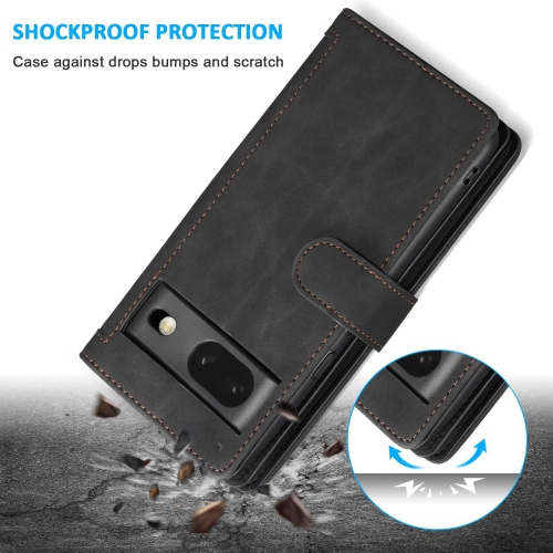 Étui portefeuille pour Pixel Fold de Google, 9 fentes pour cartes mat; Étui à fermeture à glissière; béquille en cuir de polyuréthane avec dragonne;