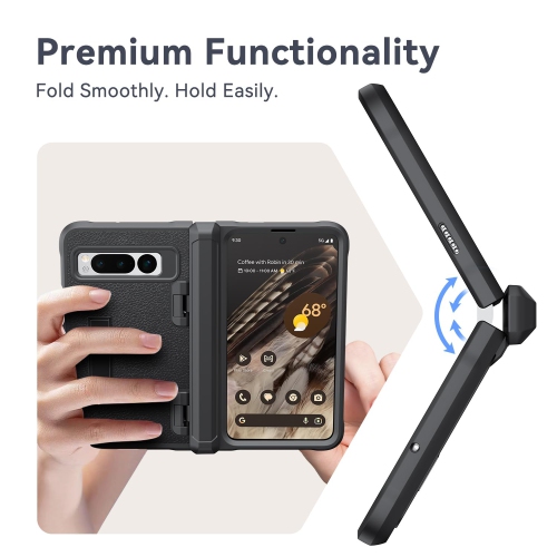 Google Pixel Fold Case, [Hinge Protection], Built-in Tempered Glass Screen Protector with Foldable Kickstand, Heavy Duty Full Body Rugged Shockproof