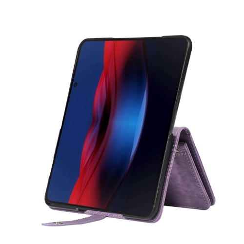 Wallet Case for Google Pixel Fold, 9 Card Slots Retro Leather Wallet Shockproof Flip Cover with Hand Strap Card Slots Zipper Pocket Kickstand Handbag