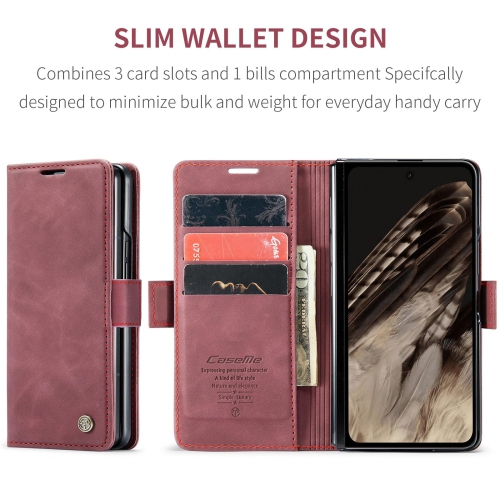 Google Pixel Fold Case, Shockproof Flip Folio Leather Wallet Case with Card Slots Invisible Kickstand for Google Pixel Fold