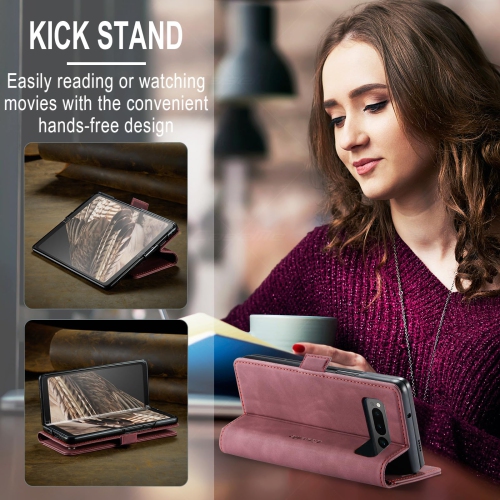 Google Pixel Fold Case, Shockproof Flip Folio Leather Wallet Case with Card Slots Invisible Kickstand for Google Pixel Fold