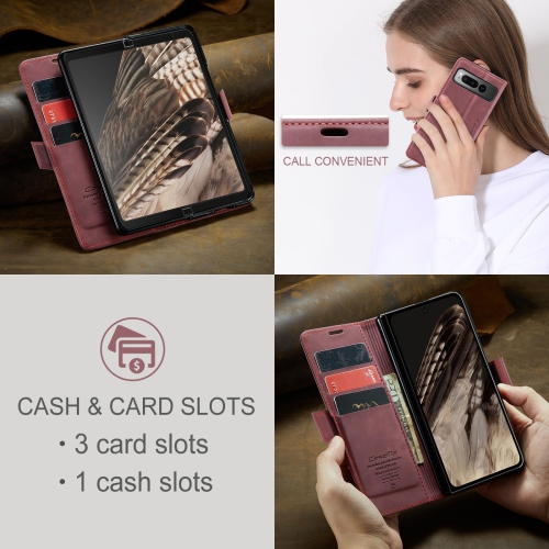 Google Pixel Fold Case, Shockproof Flip Folio Leather Wallet Case with Card Slots Invisible Kickstand for Google Pixel Fold