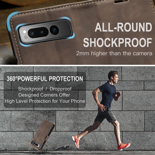 Google Pixel Fold Case, Shockproof Flip Folio Leather Wallet Case with Card Slots Invisible Kickstand for Google Pixel Fold