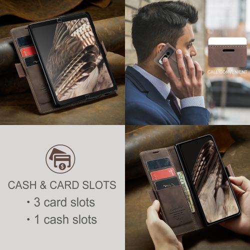 Google Pixel Fold Case, Shockproof Flip Folio Leather Wallet Case with Card Slots Invisible Kickstand for Google Pixel Fold