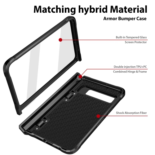 [Whitestone Escudo Case for Google Pixel Fold Made of Glass + PC Material, Hinge & Front Screen Protection Designed with Kickstand & Ultimate fit