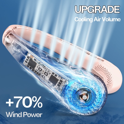 Portable Neck Fan, Neck Fans Rechargeable for Women, 4000mAh Large Capacity Battery, 3 Speeds Adjustable, Upgraded Cooling Air Volume, Ultra Quiet