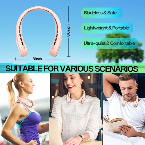 Portable Neck Fan, Neck Fans Rechargeable for Women, 4000mAh Large Capacity Battery, 3 Speeds Adjustable, Upgraded Cooling Air Volume, Ultra Quiet