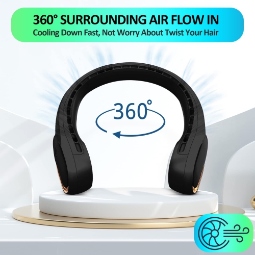 Portable Neck Fan, Personal Bladeless Neck Fans for Men, Upgraded Increase Air Volume & 4000mAh Battery, Ultra Quiet, 4-16 Hours Use Time Wearable