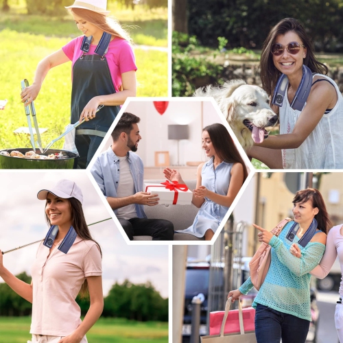 Ventilateur de cou portatif sans pales, ventilateur personnel rechargeable mains libres à 5 vitesses avec batterie de 3500 ma h pour l'intérieur et