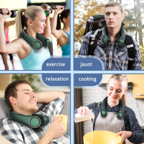 Neck Fan Portable Rechargeable, Battery Operated Neck Fans for Women 4000mAh, 360° Cooling, 3 Speeds Quiet, Personal Bladeless Small Fan Neck Cooler