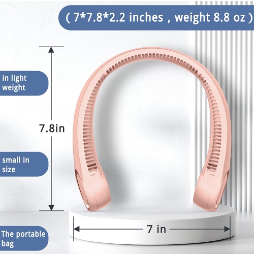 Neck Fan Portable Rechargeable, Battery Operated Neck Fans for Women 4000mAh, 360° Cooling, 3 Speeds Quiet, Personal Bladeless Small Fan Neck Cooler