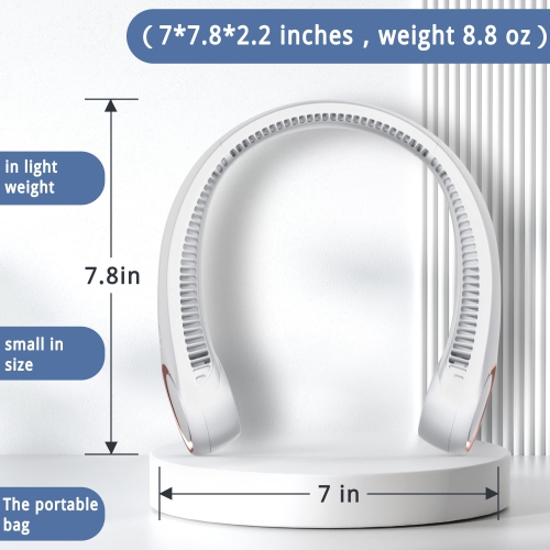 Neck Fan Portable Rechargeable, Battery Operated Neck Fans for Women 4000mAh, 360° Cooling, 3 Speeds Quiet, Personal Bladeless Small Fan Neck Cooler