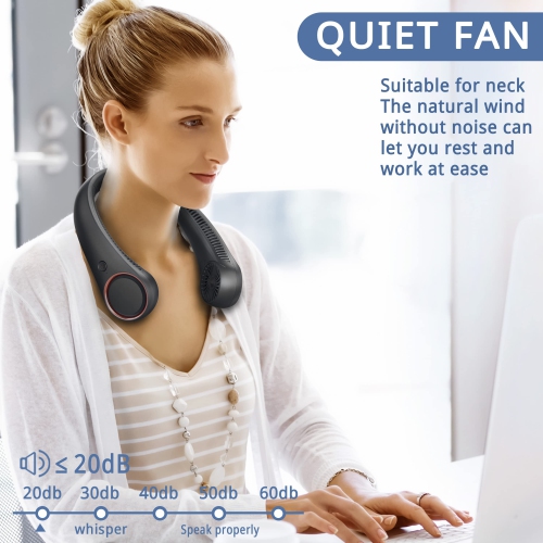 Neck Fan, Neck Fans for Men, 4000mAh USB Rechargeable Personal Fan, 3 Speeds, 360° Surround Fan, Faster Cooling, Quiet Design