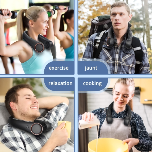 Neck Fan, Neck Fans for Men, 4000mAh USB Rechargeable Personal Fan, 3 Speeds, 360° Surround Fan, Faster Cooling, Quiet Design