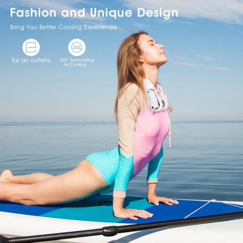 Portable Neck Fan, 4000mAh Rechargeable Wearable Personal Hands Free Fan, Bladeless Cooling Fan with Neck Adjustable Design, 3 Wind Speed for