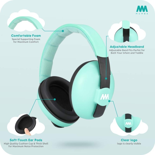 Baby Ear Protection Noise Cancelling Headphones for Babies and Toddlers - Mumba Baby Earmuffs - Ages 3-24+ Months