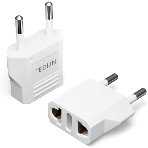 6 Pack of TEDLIN US/CA to European Plug Adapter Travel Power Plug Universal Power Jack Wall Plug Converter Input USA/Canada to Europe/Asia Socket