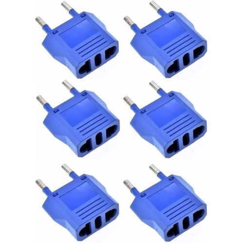 6 Pack of US/CA to European Plug Adapter Travel Power Plug Universal Power Jack Wall Plug Converter Input USA/Canada to Europe/Asia Socket
